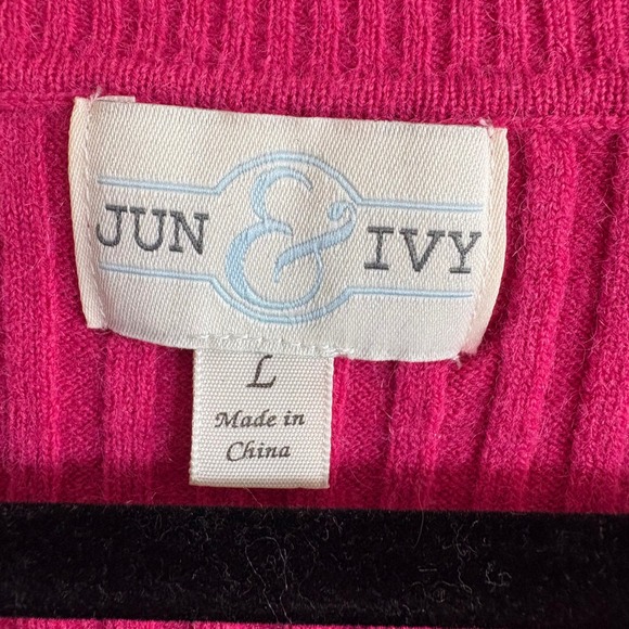 Jun & Ivy Womens Large Ribbed Square Neck Scalloped Trim Long Sleeve Sweater - Picture 4 of 8